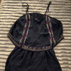 Target Xhilaration, spaghetti strap romper, size M; navy with color pattern